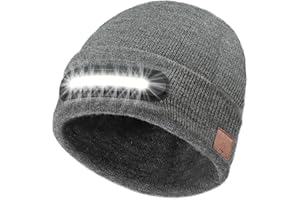 RANCOVY LED Beanie with Light, Unisex USB Rechargeable Headlamp Beanie Flashlight Beanie Hat for Men Women