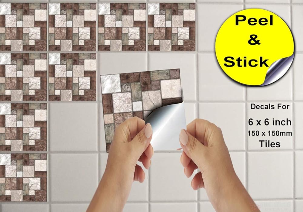 24 Marble Mosaic Tile Stickers Traditional Mosaic Style Tile Stickers