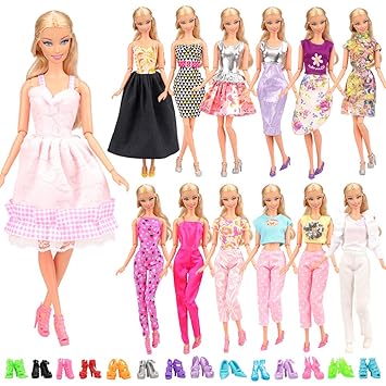 Mlanlan Barbie Kleider Modische Kleidung Fur Barbie Puppen 7 Pcs Fur Kinder Geschenk Puppen Zubehor Minipuppen Zubehor