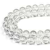 MJDCB 7A Natural White Clear Quartz Round Beads Gemstone Beads for DIY Necklace Bracelat Jewelry Making Strand 15" (6mm)