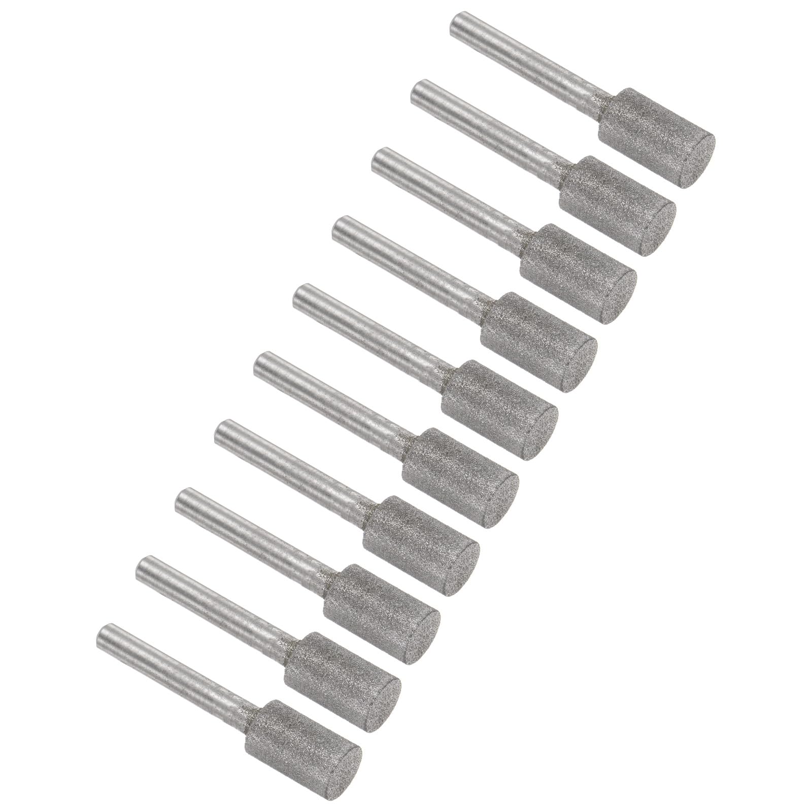Kozelo 10pcs Diamond Grinding Bit - [12mm Dia 120 Grtis] Cylinder Head Carving Drill Bits Rotary Tool for Carving Polishing Use | 6mm Round Shank