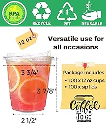 100 Pack 12 oz Clear Plastic Cups with