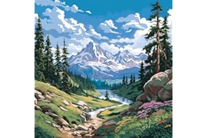 MOOHUE 14CT Counted Cross Stitch Kits for Adults Mountain Flowers Stamped Cross Stitch Kits for Adults Clearance (Mountain 5)