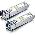 10Gtek a Pair of 1.25G SFP Bidi Transceiver, 1000Base-BIDI SingleMode Simplex LC Fiber Module for Cisco GLC-BX-D, Ubiquiti UniFi UF-SM-1G-S, Mikrotik and More, SMF 1490nm/1310nm, DDM, up to 20 km