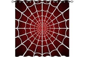 CZROUZ Red Spider Web Blackout Curtains for Girls Boys Kids Teens Home Decor, Superhero Children Baby Grommet Thermal Insulated Drapes Darkening Window Curtain for Bedroom Living Room, 55 x 63 Inch