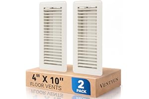 VENTYUN 4" x 10" Floor Register Vent Covers 2-Pack, Walkable Powder-Coated Metal Vent Covers with Adjustable Airflow, Curved 