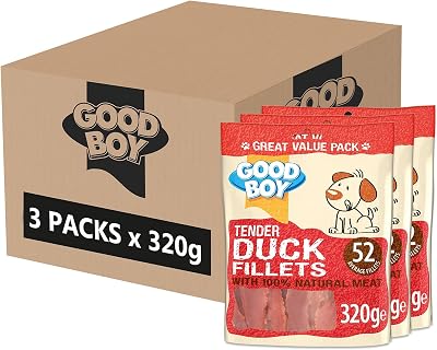 Good Boy Tender Duck Fillets Dog Treats 320g Pack of 3 Natural Duck Breast
