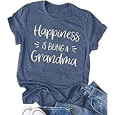 Grandma Shirts for Women Happiness is Being a Grandma Letter Printed Tshirt Grandmother Casual Short Sleeve Tee Tops