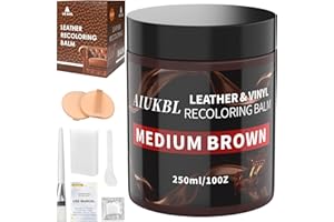 AIUKBL Leather Recoloring Balm, Leather Color Restorer, Leather Restorer for Couches, Leather Scratch Remover, Leather Scratch Repair, Leather Repair Kit for Furniture, Leather Dye (Medium Brown)