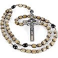 SANCTUM VERITAS Genuine Made in Italy Rosary Necklace Blessed by Pope Francis Saint Benedict Medal Cross perfect for car mirror Rosarios catolicos para hombre Patron of Students Christian Values