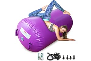 CZGBRO Air Roller Gymnastics Barrel Inflatable Tumbling Roller Air Mat Octagon Mat with Electric Pump for Backhandspring Training Cheerleading Home Use