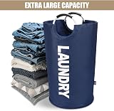DOKEHOM 90L Large Collapsible Laundry Basket Freestanding Dark Blue view 5