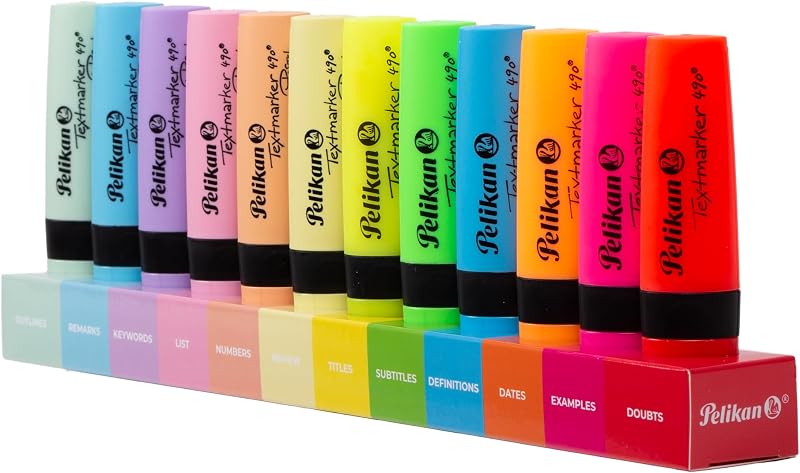 , conjunto de 12 marcadores fluorescentes e pastel, realce as suas emoções — foto 1 de 8