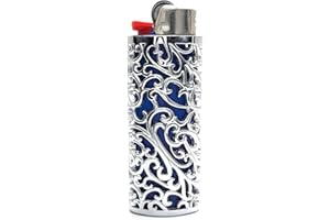 Lucklybestseller Thick Lighter Case Cover Holder Sleeve Pouches Metal Hollow Flower Design for BIC Full Size Lighter J6