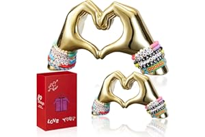 Nxsyn 2Pcs Heart Hands Statue - Love Finger Sculptures for Modern Aesthetic Home Decor: Perfect Living Room, Bedroom and Office Display - Elegant Wedding Gift for Love and Anniversaries(No Bracelets)