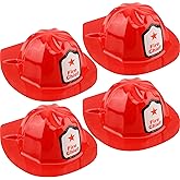 Cotiny 24/40/ 70 Pcs Fireman Hats Bulk Red Plastic Firefighter Helmets for Birthday Halloween Fireman Cosplay