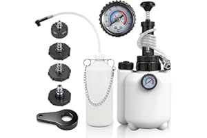 Beefire 3L Brake Bleeding Kit with Pressure Gauge, Efficient Manual Vacuum Pump System for Brake and Clutch Fluid Change, Complete Set with Adapters (White Tank)
