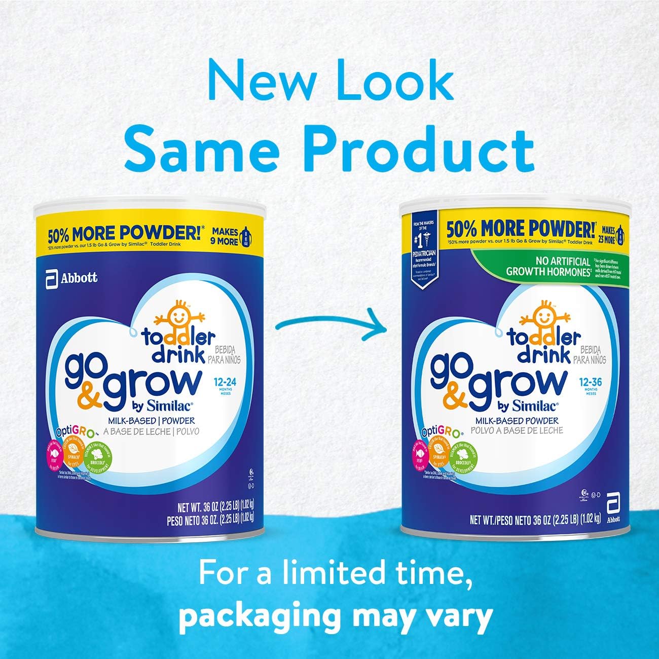 Amazon Com Go Grow By Similac Milk Based Toddler Drink Pack Of 3 36oz Cans 2 On The Go Stickpacks Health Personal Care