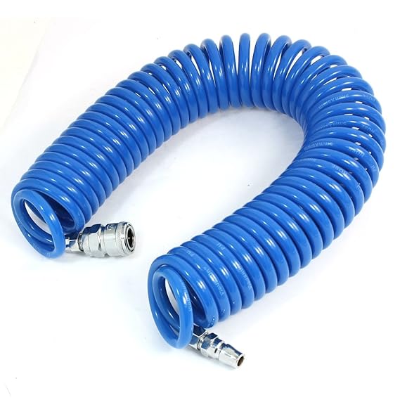 9Meter Coilhose Pneumatics Flexcoil Polyurethane Coiled Air Hose Blue