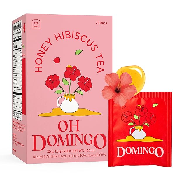 OH DOMINGO HONEY HIBISCUS TEA, INDIVIDUALLY WRAPPED TEA...