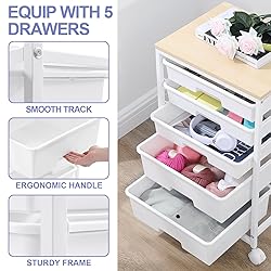 SYKIARIOL Utility Cart with 5 Drawers,Storage