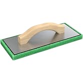 Bon Fine Green Foam Float 12 in. x 5 in. x 3/4 in. with Wood Handle and Aluminum Backing for Plaster, Stucco, and Concrete Finishing