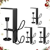 RELBRO 2 in 1 Stocking and Garland Hangers, Adjustable Metal Christmas Stocking Garland Holder with Double Hooks for Mantle Fireplace, Black, 4 Pcs