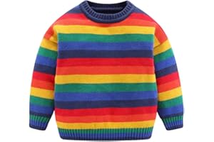 Mud Kingdom Girls Boys Sweaters Rainbow Stripes Crewneck Knit Pullover Fall 2-9 Years