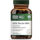GAIA HERBS PRO Milk Thistle 1000 - Liver Health Support Supplement* - Liver Cell Health Supplement* with Silactive Milk Thistle Fruit Extract - 120 Capsules (30 Servings)