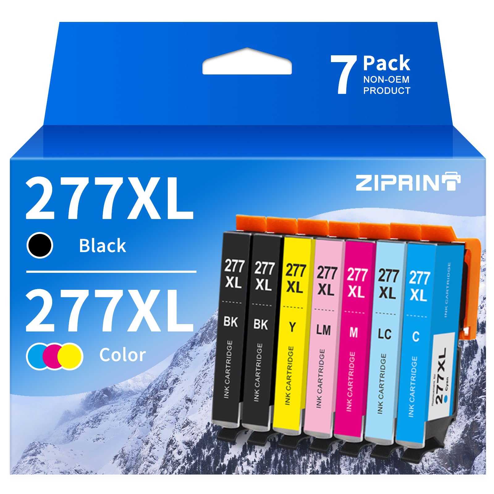 Photo 1 of ZIPRINT Remanufactured Ink Cartridge Replacement for Epson 277XL 277 T277 to use with XP-850 XP-860 XP-950 XP-960 XP-970 Printer (2Black, 1Cyan, 1Magenta, 1Yellow, 1Light Cyan, 1Light Magenta)