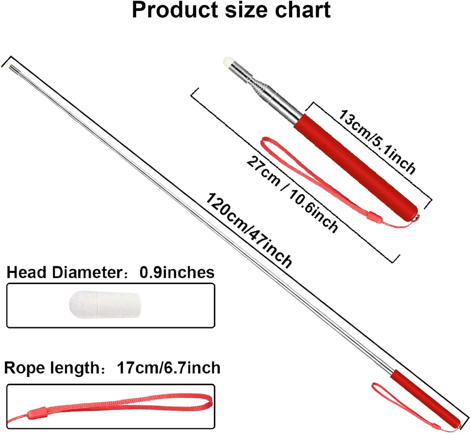 4 Pieces Retractable Teacher Pointer Telescopic Teaching Pointer Presenter Whiteboard Pointer and Lanyards with 6 Pieces Extra Felt Nibs for Teachers Presenter, Extends Design (47 Inches) : Electronics