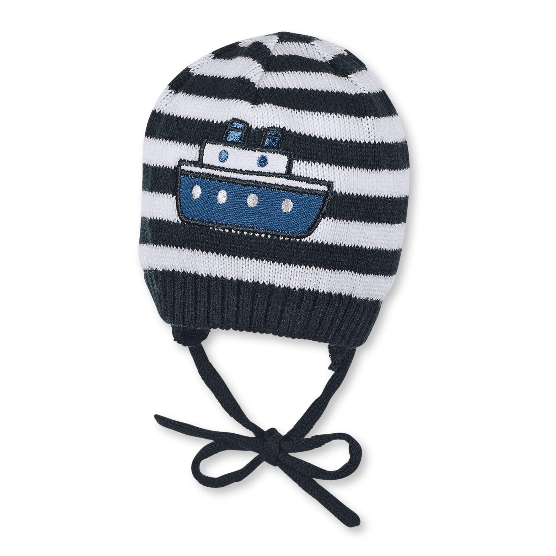 Sterntaler Boys' Knitted Hat with Chin Strap, Age: 6-9 Months, Size: 45, Blue (Marine)