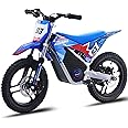 OLALA 36V Electric Dirt Bike for Kids Aged 5-10, Brushless 350W Racing Grade Electric Motorcycle, Up to 18.6MPH & 3 Speed Settings, Dual Disc Brakes, 14'' Off-Road Knobby Tires, Blue
