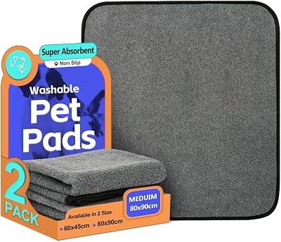 ULIGOTA Washable Dog Pee Pad 2 Pack 80x90cm Non-Slip Waterproof