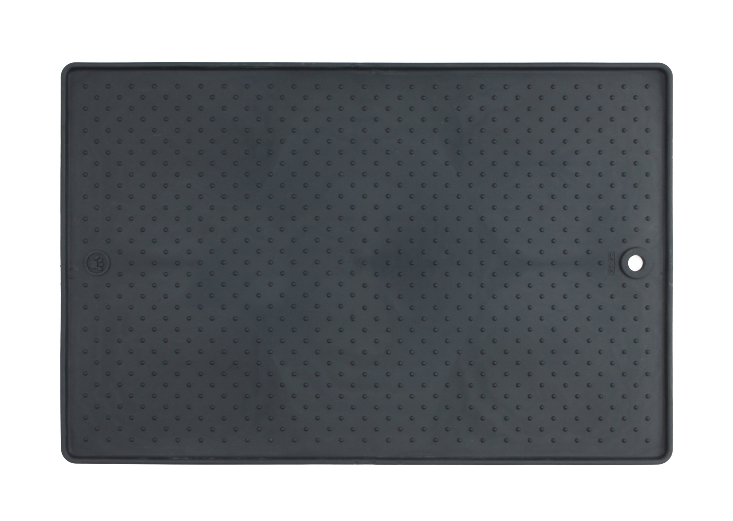 Dexas Pets Grippmat Flexible Non-Slip Pet Placemat/Spill Catcher for Dog Bowls and Cat Bowls, 13 by 19 Inches, Gray