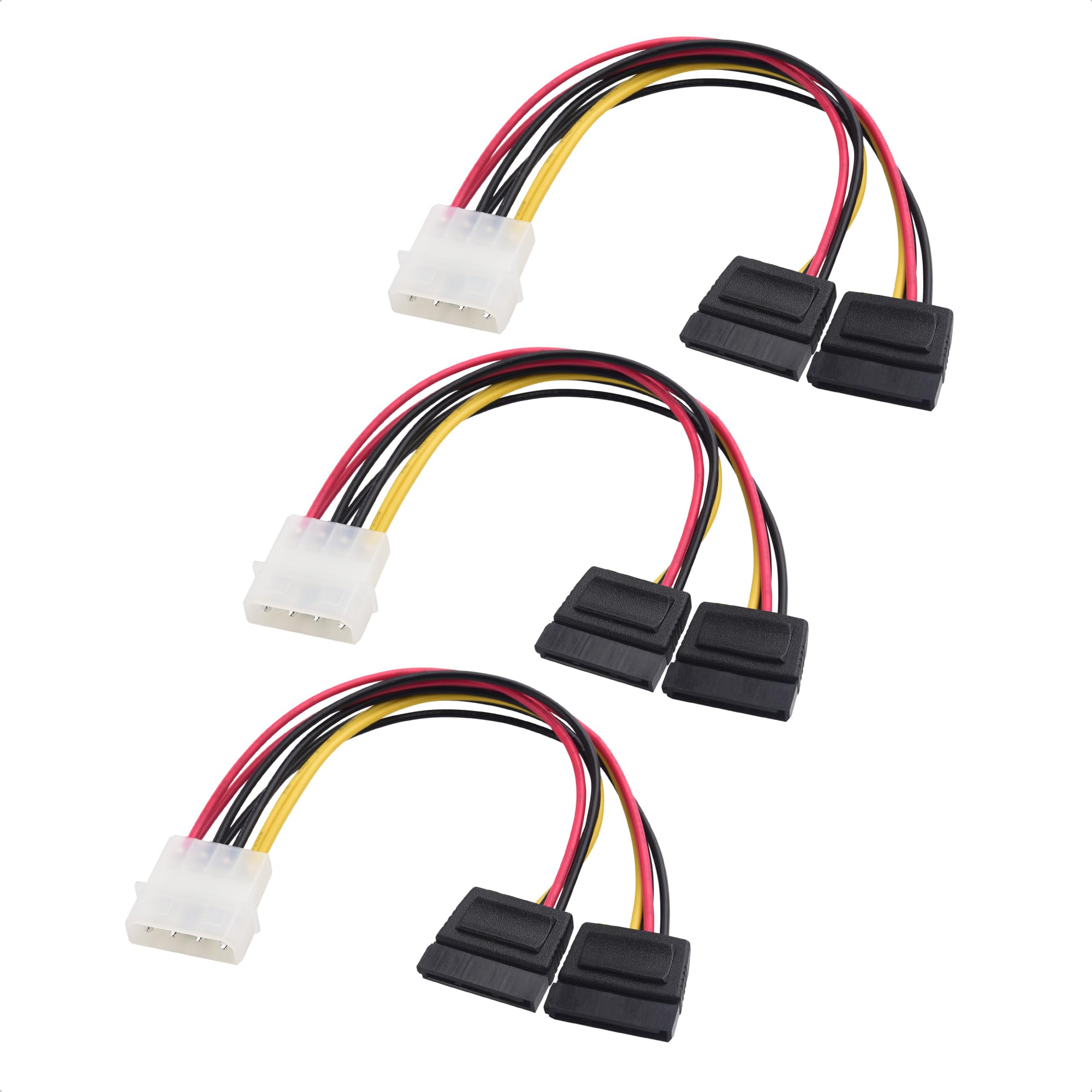 Cable Matters 3-Pack 4 Pin Molex to Dual SATA Power Y-Cable Adapter- 15cm