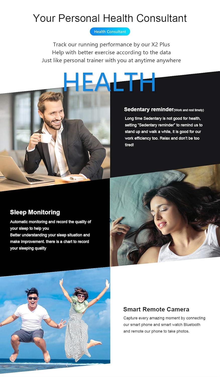 ZHANGZ0 Reloj Inteligente Fitness Pulsera Bluetooth IP68 Modo ...