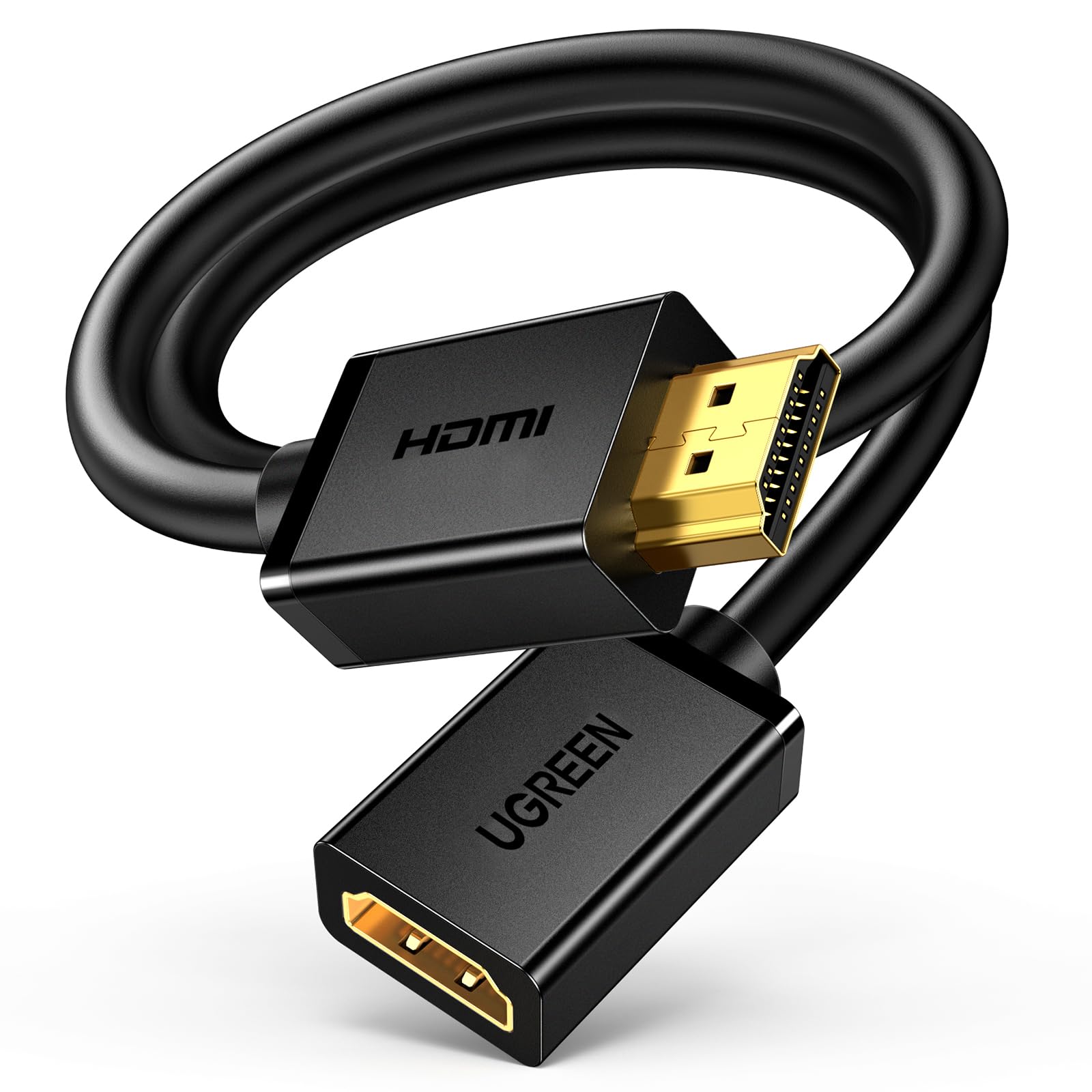 UGREEN HDMI Extension Cable 4K HDMI 2.0 Extender Male to Female Lead 1440P 1080P @144Hz 18Gbps High Speed UHD HDR ARC HDCP 2.2 Compatible with TV Stick Roku Blu-Ray Xbox PS5 PS4 Switch Laptop PC(0.5M)