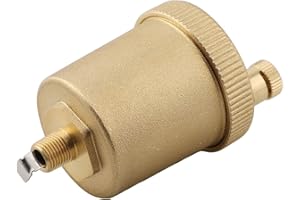Automatic Air Vent Valve 1/8 Inch Brass Air Bleed Fitting for Hot Water Radiators and Hydronic Heating Systems, Vertical Boil