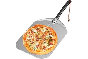 Q Pizza Aluminum Pizza Peel - 12" Metal Pizza Turning Paddle for ooni Grill Pizza Oven - Oven Accessory for Baking Bread Past