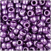 BeadTin Violet Pearl 9mm Barrel Pony Beads (500pcs)
