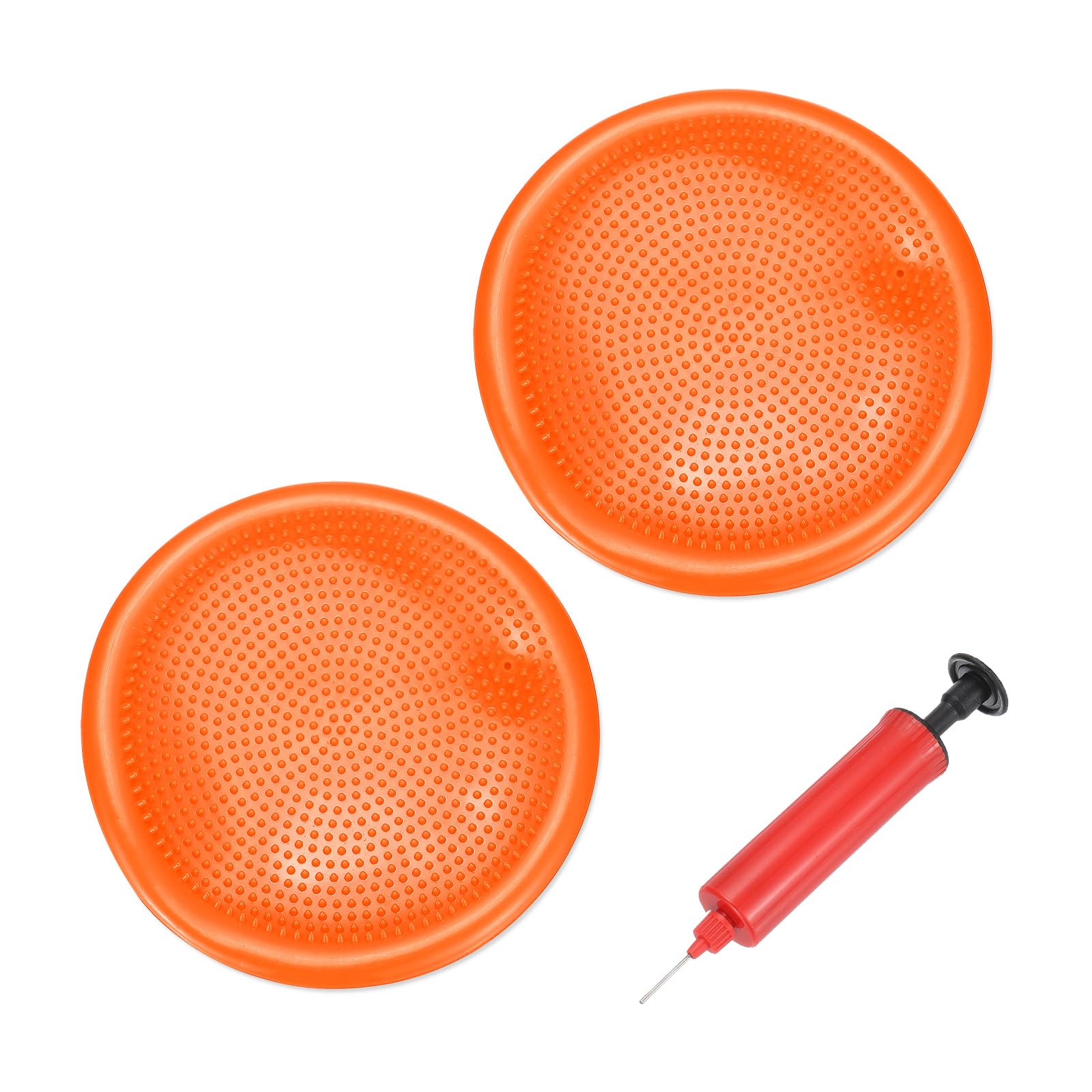 PATIKIL 2 Pcs Inflated Wobble Cushion Seat 13.2", Flexible Balance Disc with Hand Pump for Core Stability Exercise Physical Strengthening Improving Fitness Posture, Orange