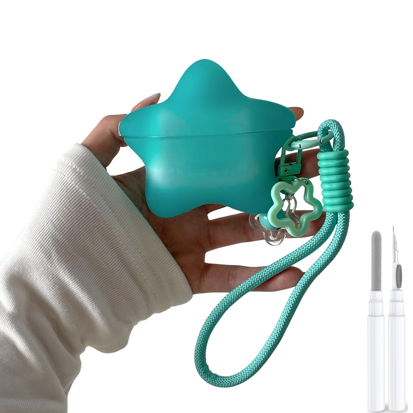 For AirPods Pro 2 Case Cover, Glow in The Dark Star Silicone Protective Case with Keychain Strap Lanyard for Airpods Pro 2nd Generation/1st Generation (2023/2022/2019), Travel Shockproof Keychain,Blue
