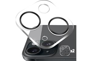 MONASAY 2 Pack Camera Lens Protector compatible for iPhone 15/iPhone 15 Plus[Anti-Scratch][Full Coverage] 9H Tempered Glass Built-in Aluminum Ring Camera Cover Film Case Friendly, Black