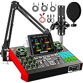 G10 Podcast Equipment Bundle with Audio Mixer &amp; Mic for Streaming&amp;Recording | Live sound card &amp; board for creators:noise reduction,voice changer,sound pads,reverb &amp; EQ.Plug &amp; play PC/phone for singing