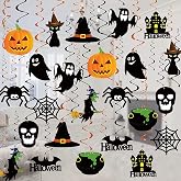 Tifeson Halloween Decorations Hanging Swirl - 36 PCS Hanging Halloween Ceiling Streamers - Large Size Ghost Pumpkin Witches Swirls for Home Indoor Outdoor Party Office Decor Supplies