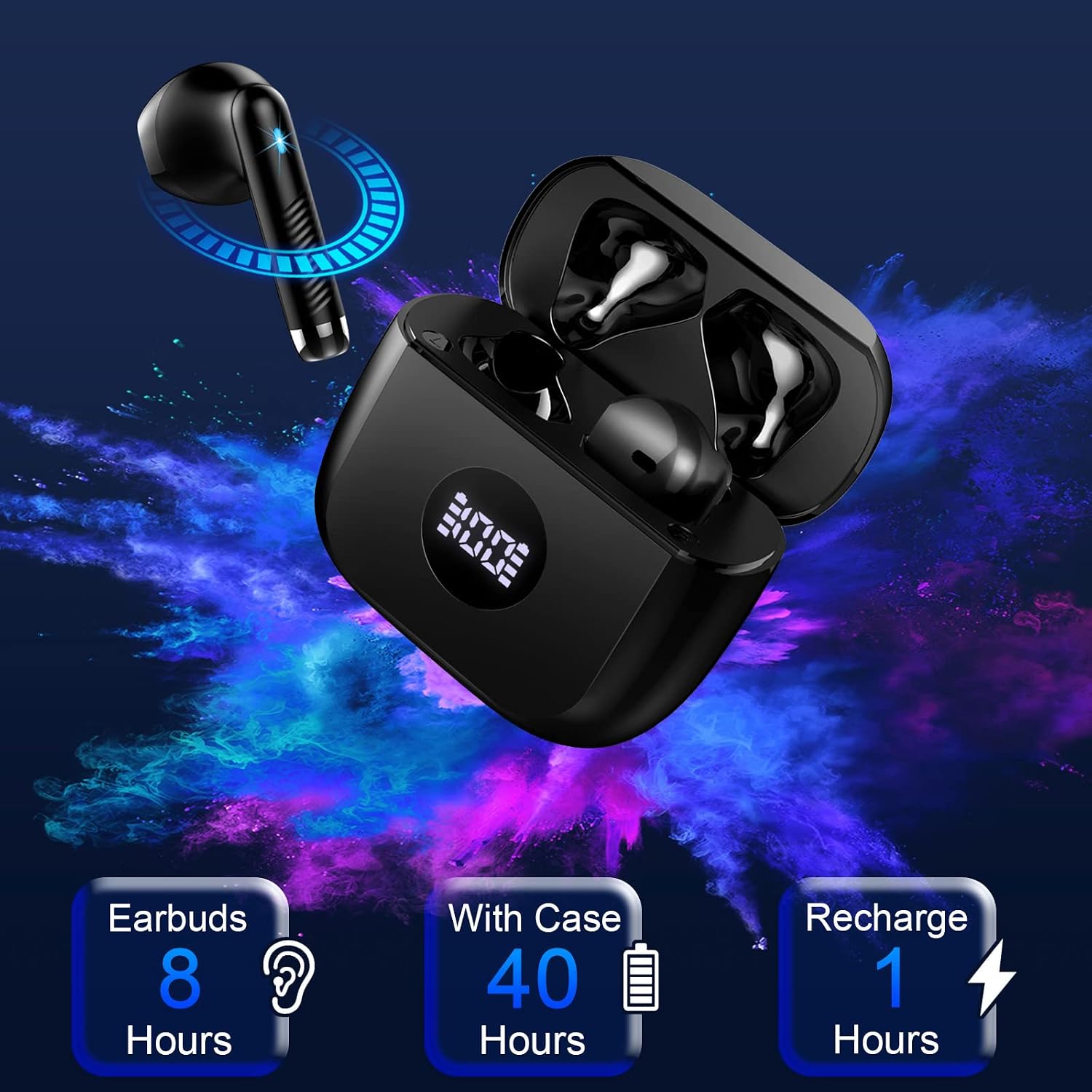 Jxrev J53 earbuds with sound waves indicating HiFi stereo sound