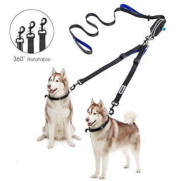 YOUTHINK Doppelleine Hundeleine für 2 Hunde Keine Verwicklung Reflektierend Hundeleine Doppelte Gepolsterte Griffe Verstellba