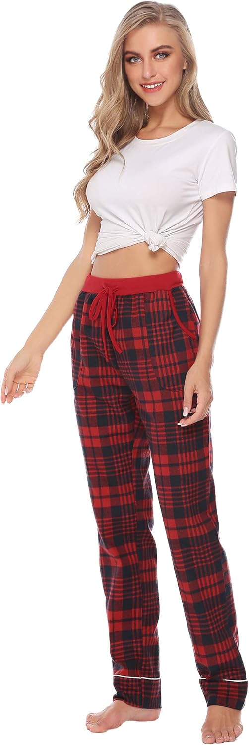 iClosam Women's Pajama Bottoms 100% Cotton Sleepwear Check PJS Lounge Pants Trousers(S-XXL) at  Women’s Clothing store