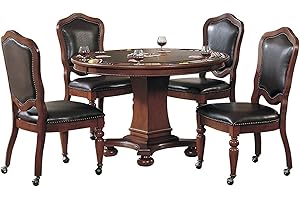 Sunset Trading 5 Piece Bellagio dining-game-table-set, Reversible Poker Top with Cup Holders